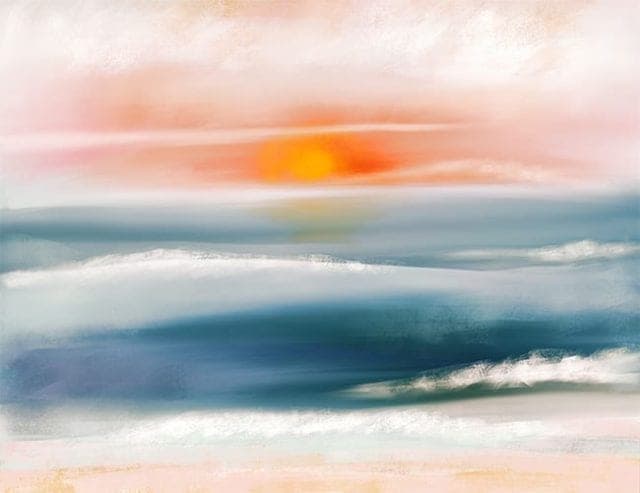 Santa Monica Beach. Acrylic and digital painting.